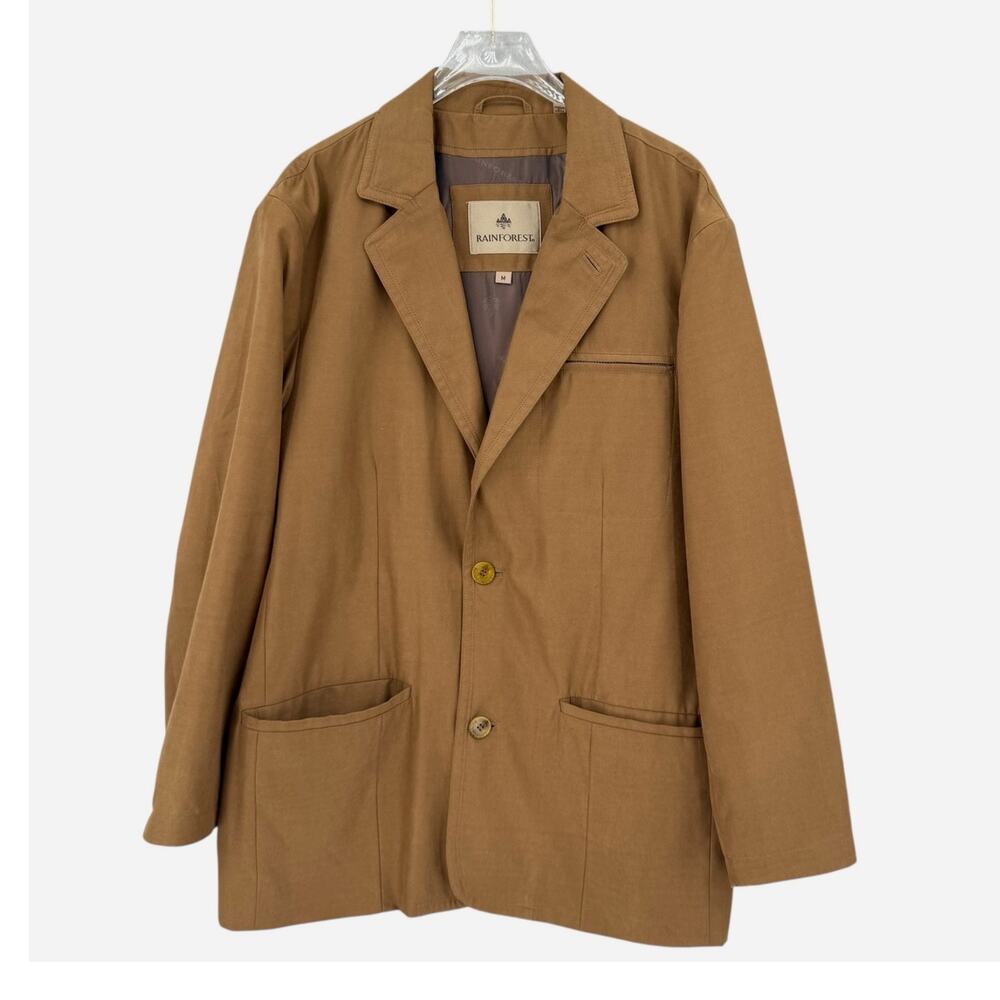 Rainforest Faux Suede Utility Travel Jacket Brown Lightweight Lined Work Blazer